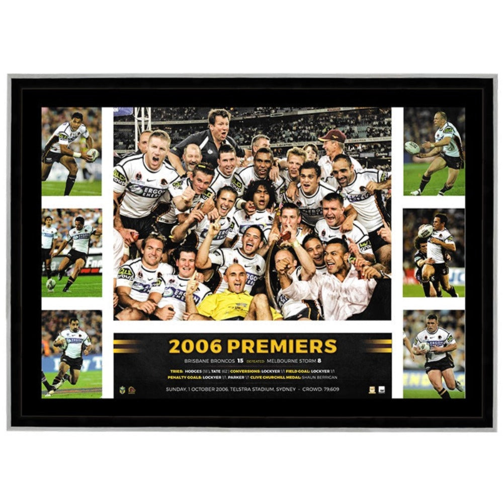 Brisbane Broncos 2006 NRL Premiership Tribute Print Framed