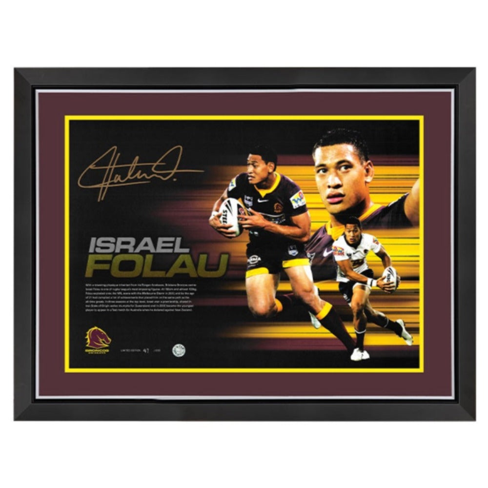 Israel Folau Brisbane Broncos Tribute Print Signed and Framed
