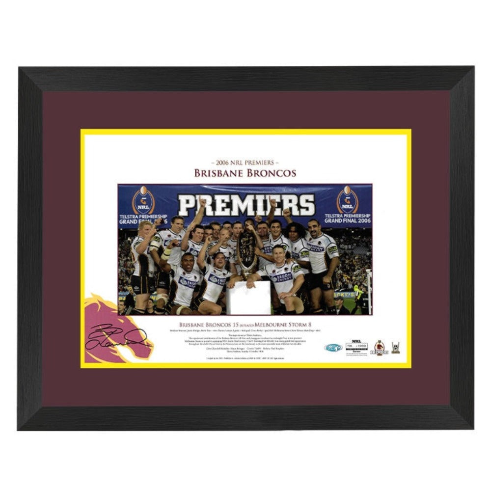 2006 Broncos Premiers Print Signed Ben Hannant