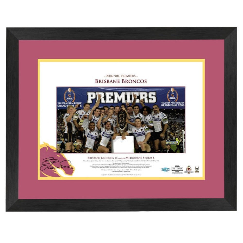 2006 Broncos Premiers White Team Print Framed