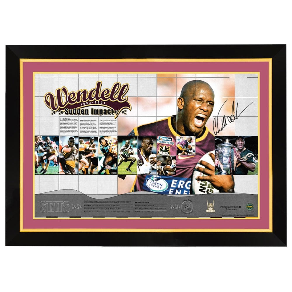 Brisbane Broncos Wendell Sailor Sudden Impact Signed Print Framed