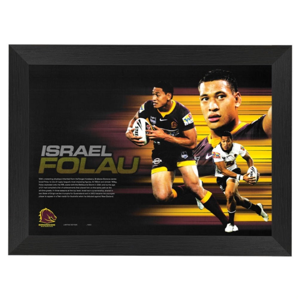 Israel Folau Brisbane Broncos Tribute Print Framed