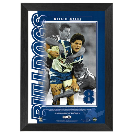 Canterbury Bulldogs Willie Mason Numbers Up Signed Print Framed