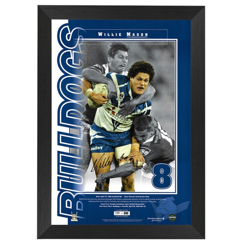 Canterbury Bulldogs Willie Nelson Numbers Up Signed Print Framed
