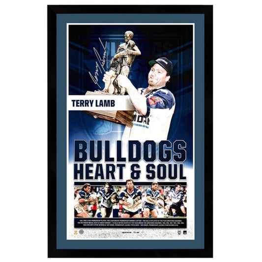 Canterbury Bulldogs Terry Lamb Heart & Soul Signed Print Framed