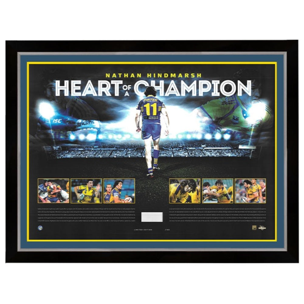 Parramatta Eels Nathan Hindmarsh Signed Heart Of  A Champion Framed