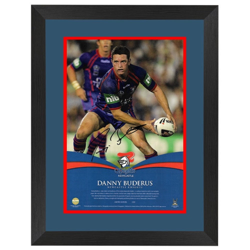 Newcastle Knights Danny Buderus Signed Elite Player Print Framed