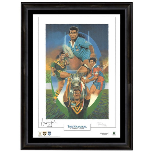 Andrew Johns Signed Career "The Natural" Artwork Print Framed