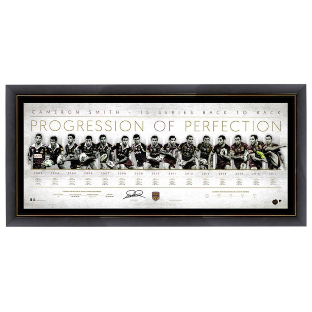 Queensland Maroons State Of Origin Cameron Smith Signed Progression Of Perfection Framed