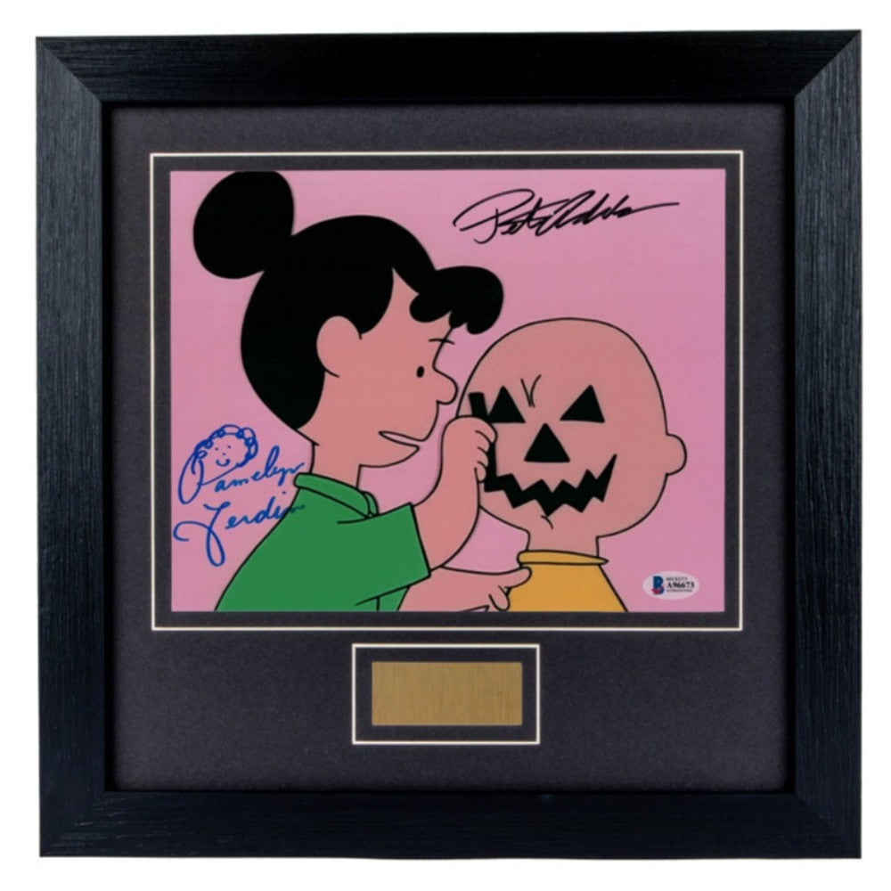 Pamelyn Ferdin and Peter Robbins Charlie Brown Signed Framed Photo 2 BAS