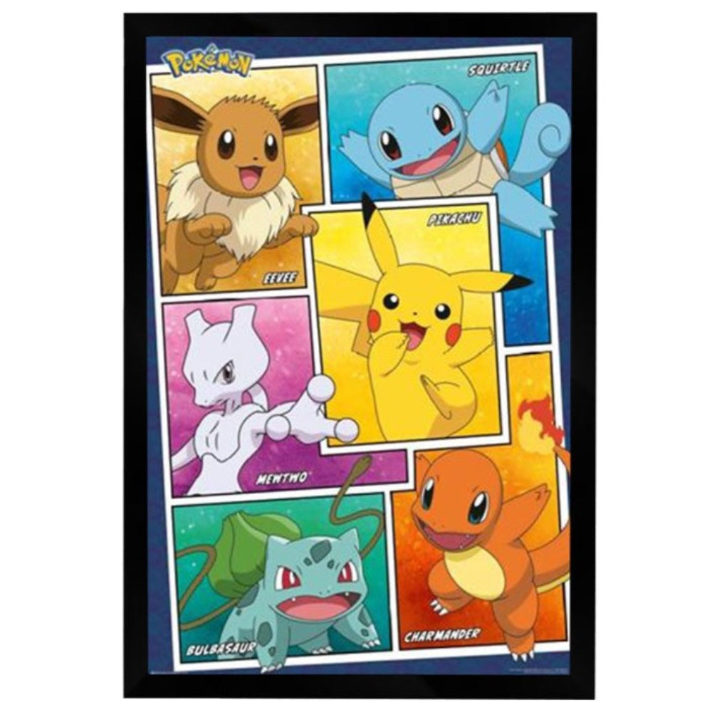 Pokémon  Character Panels Poster Framed