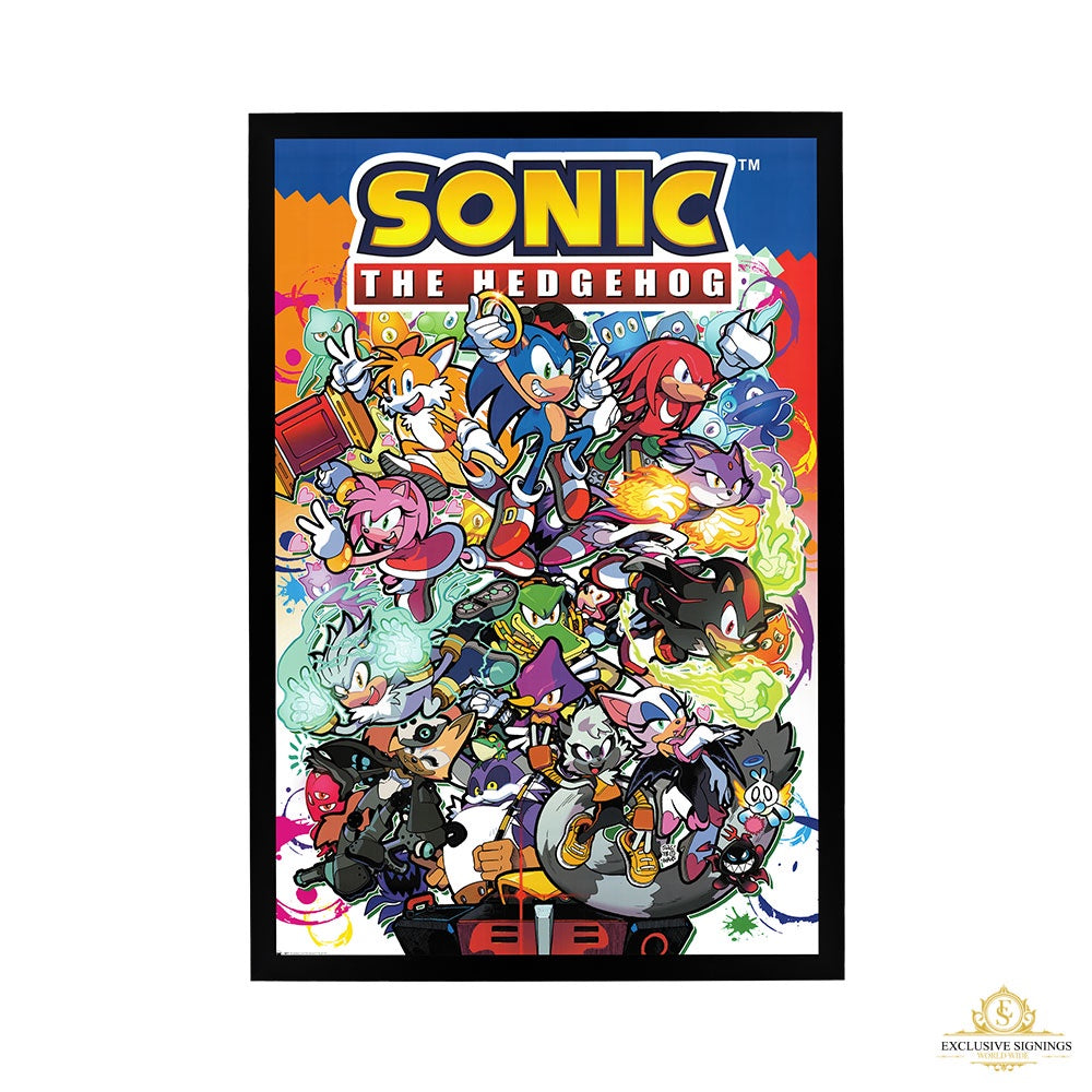 Sonic the Hedgehog - Sonic Comic Characters Poster Framed