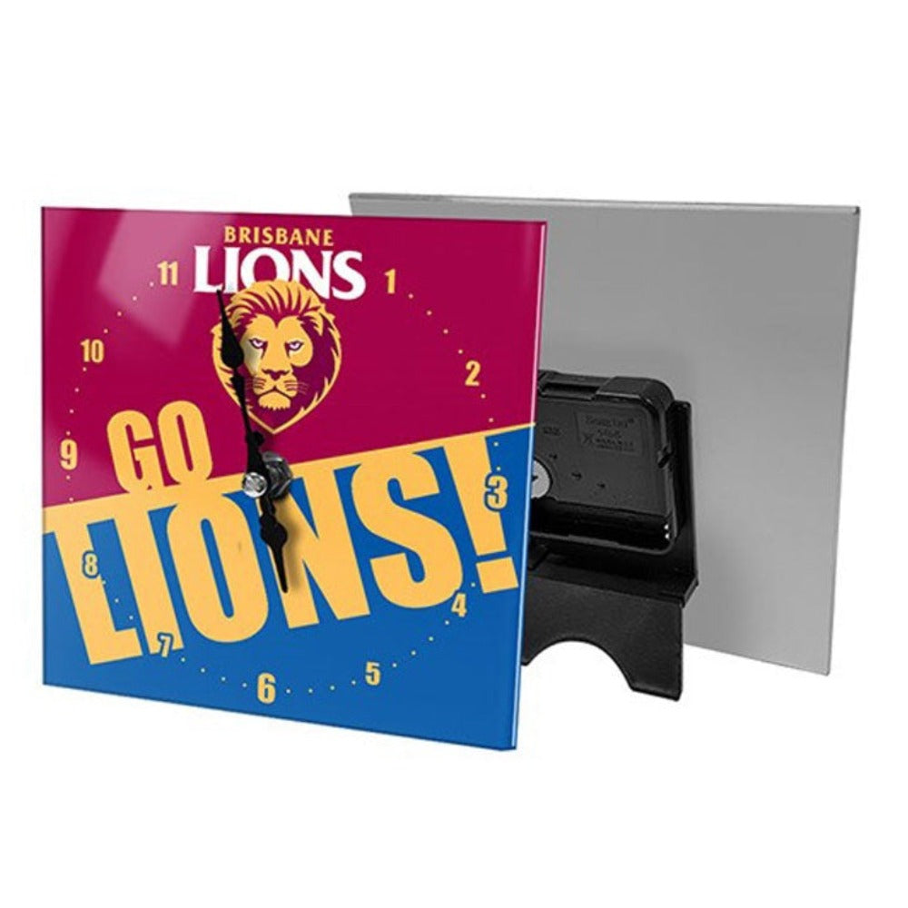 BRISBANE LIONS MINI GLASS CLOCK