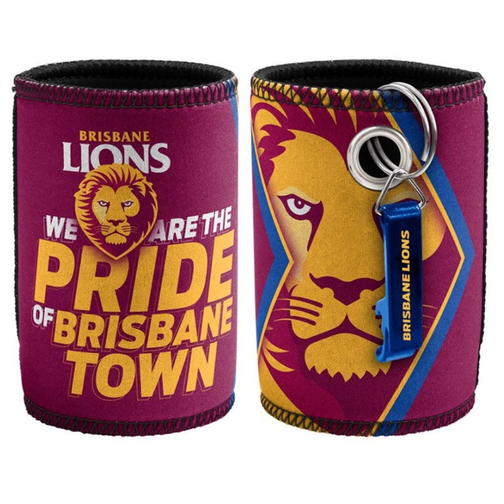 Brisbane Lions AFL Bottle Opener Keyring and Can Cooler Stubby Holder