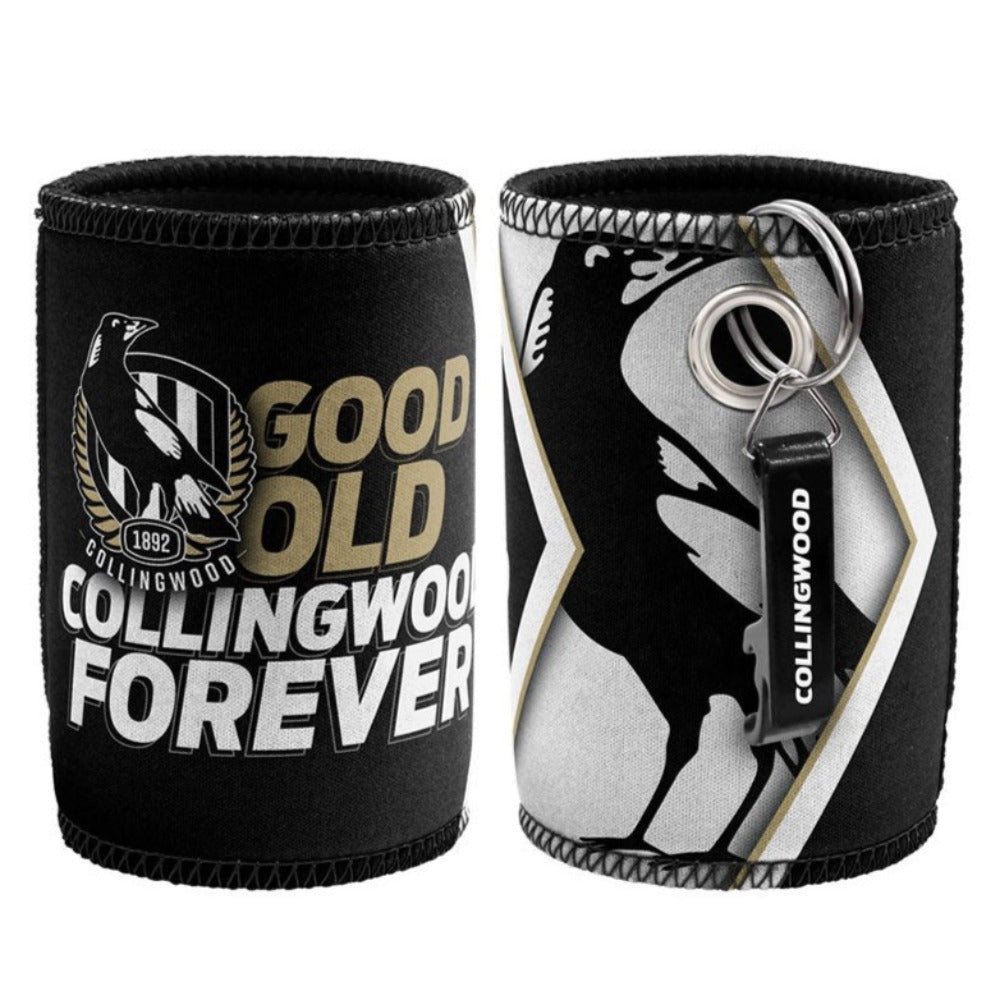 Collingwood Magpies AFL Bottle Opener Keyring and Can Cooler Stubby Holder