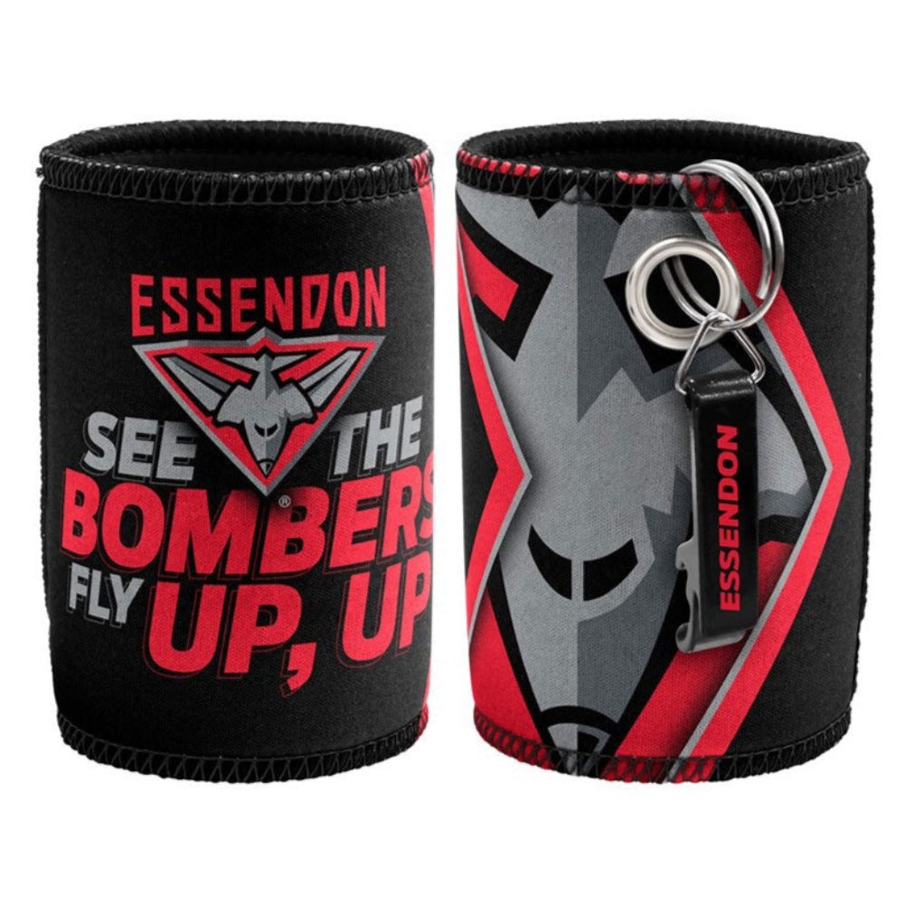 Essendon Bombers AFL Bottle Opener Keyring and Can Cooler Stubby Holder