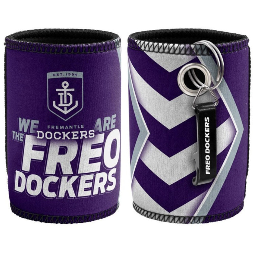 Fremantle Dockers AFL Bottle Opener Keyring and Can Cooler Stubby Holder