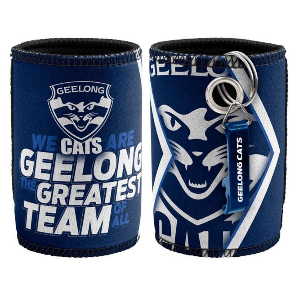 Geelong Cats AFL Bottle Opener Keyring and Can Cooler Stubby Holder ...