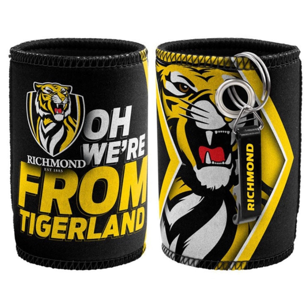 Richmond Tigers AFL Bottle Opener Keyring and Can Cooler Stubby Holder