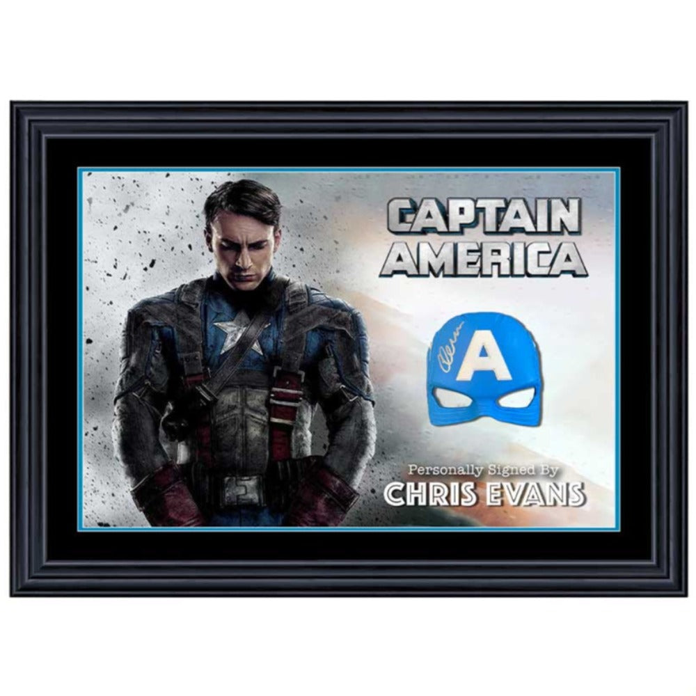Captain America Chris Evans Signed Mask Framed