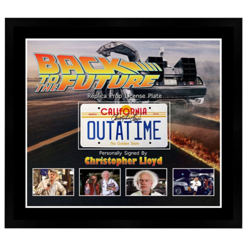 Back To The Future I Christopher Lloyd Signed License Plate Framed
