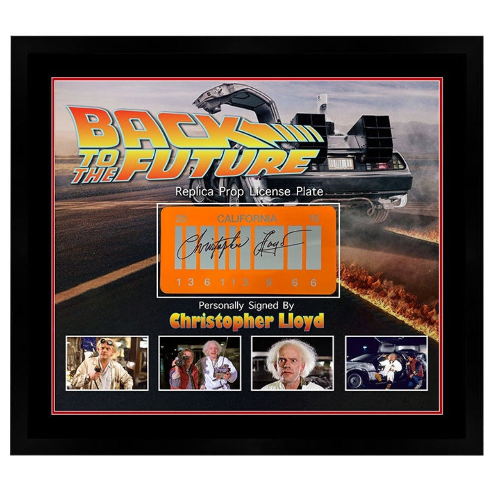Back To The Future II Christopher Lloyd Signed License Plate Framed