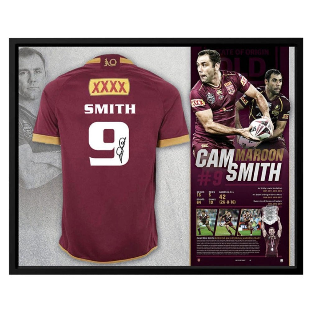 Cameron Smith Signed Qld Jersey Framed 1
