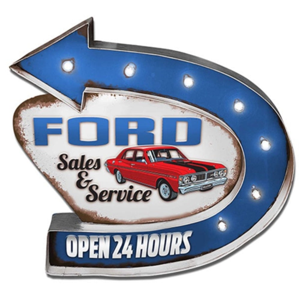Ford Service Light-Up Tin Sign