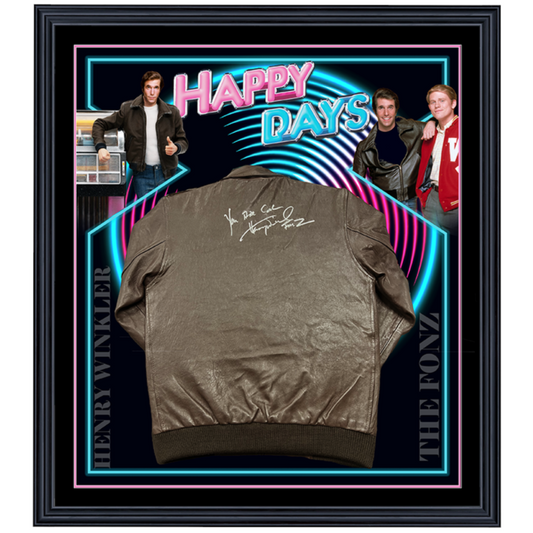 Happy Days Henry Winkler Signed Leather Jacket Framed