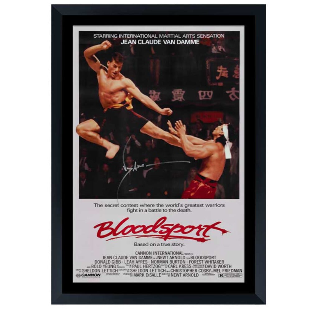 Jean Claude Van Damme Bloodsport Signed Movie Poster Framed