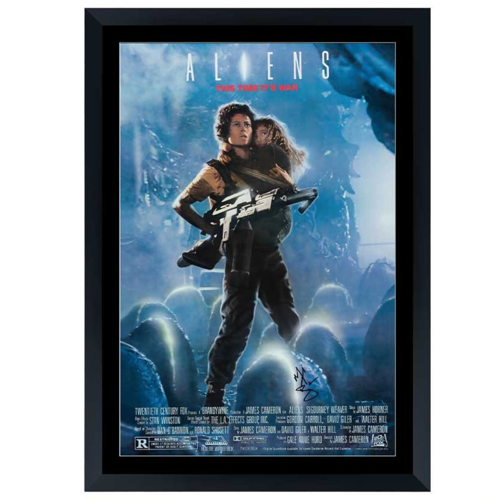 Aliens Movie Poster Signed By Michael Biehn Framed