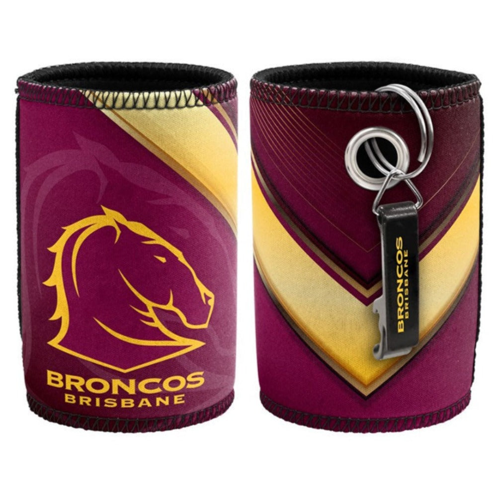 Brisbane Broncos NRL Bottle Opener Keyring and Can Cooler Stubby Holder