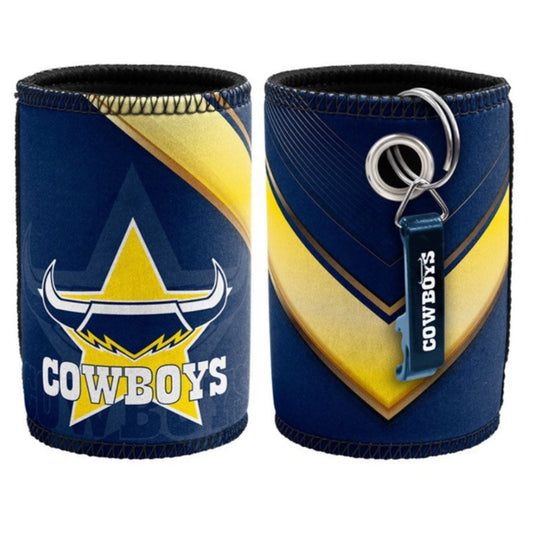 Nth Qld Cowboys NRL Bottle Opener Keyring and Can Cooler Stubby Holder