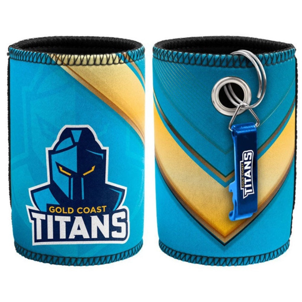 Gold Coast Titans NRL Bottle Opener Keyring and Can Cooler Stubby Holder