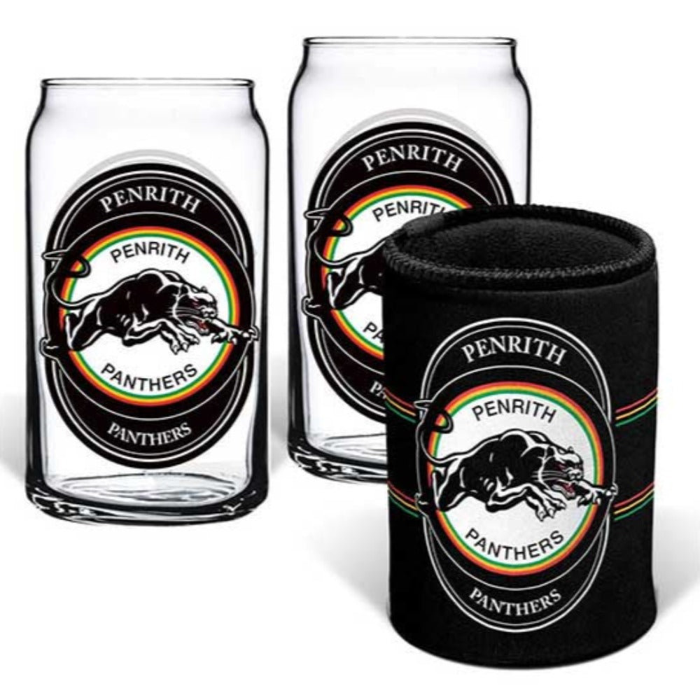 Penrith Panthers Set of 2 Can Shape Glasses & Can Cooler Set