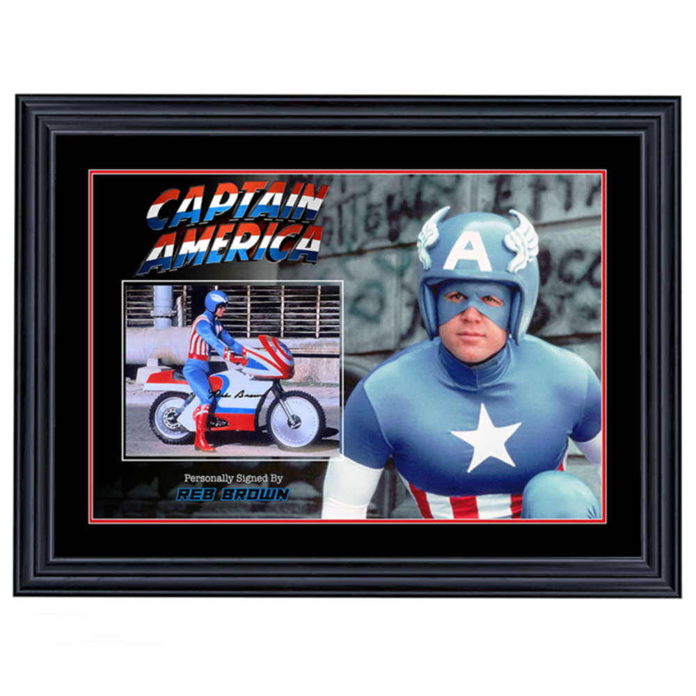 Captain America Reb Brown Signed 8x10 Photo 3 Framed