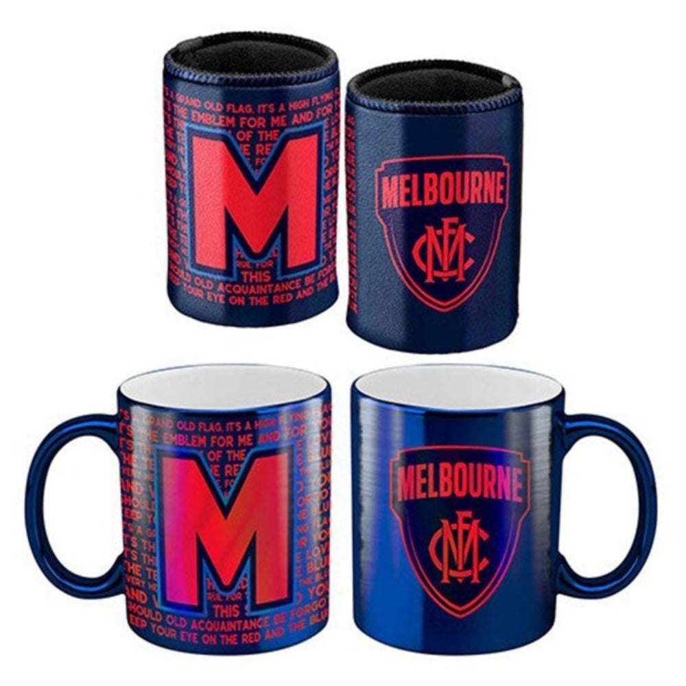 MELBOURNE METALLIC CAN COOLER & MUG PK