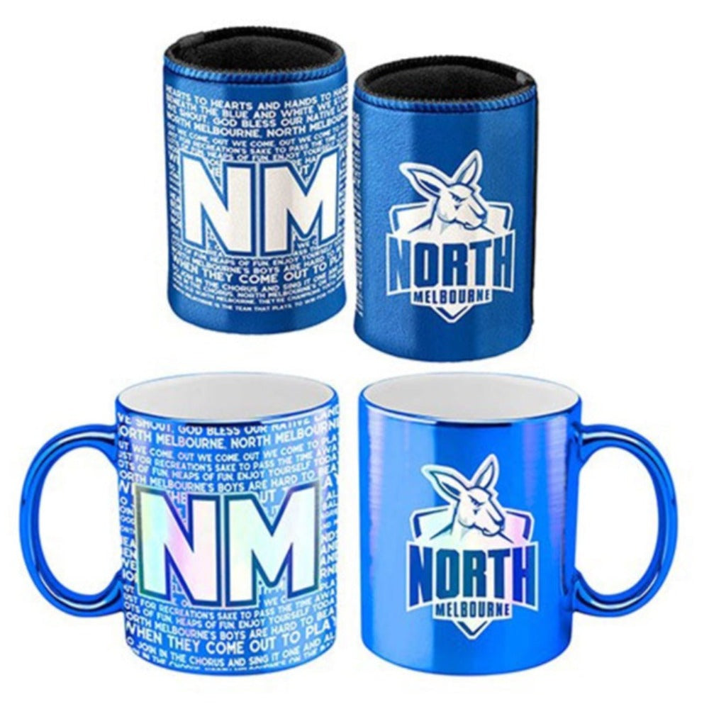 NORTH MELBOURNE METALLIC CAN COOLER & MUG PK