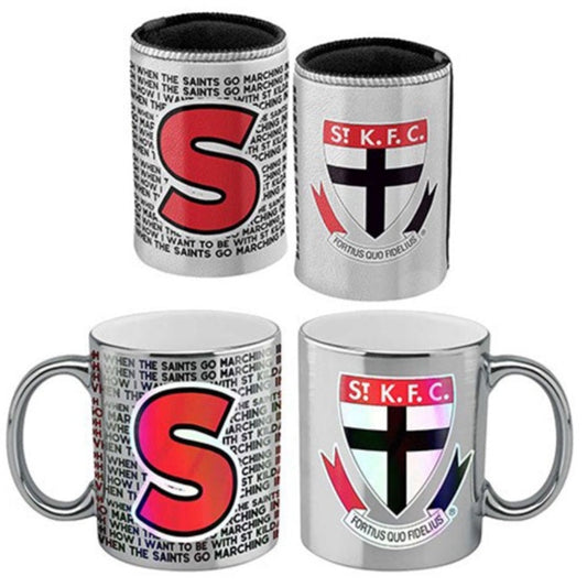 ST KILDA METALLIC CAN COOLER & MUG PK