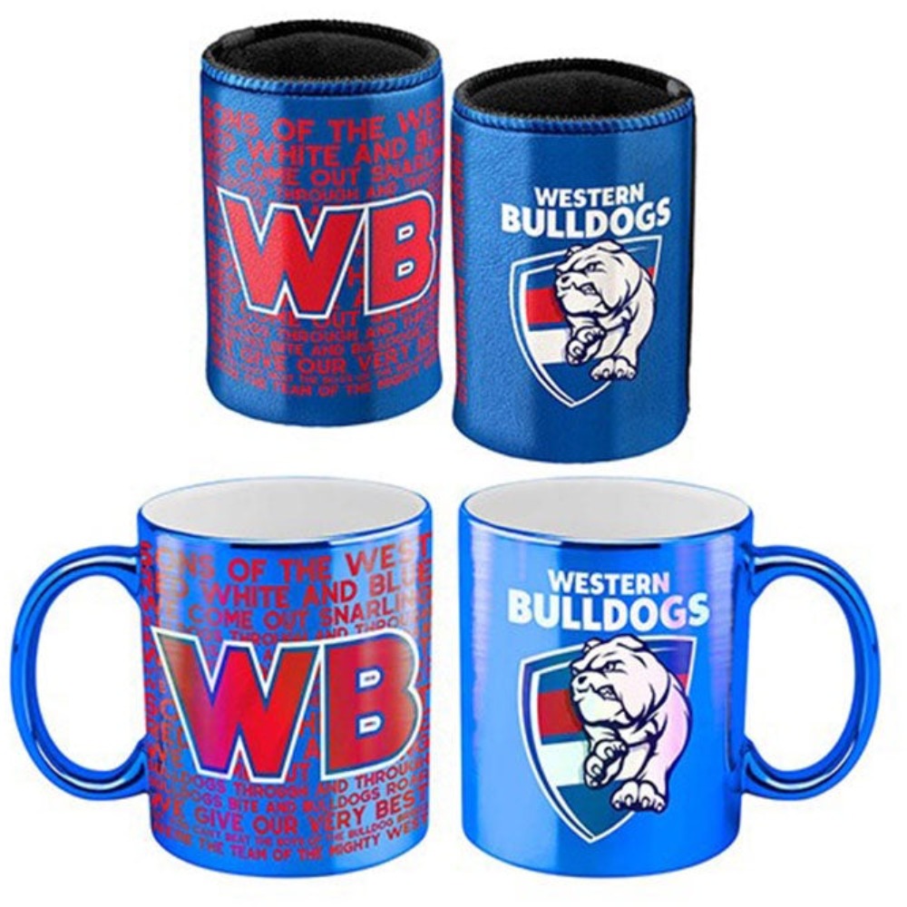 WESTERN BULLDOGS METALLIC CAN COOLER & MUG PK