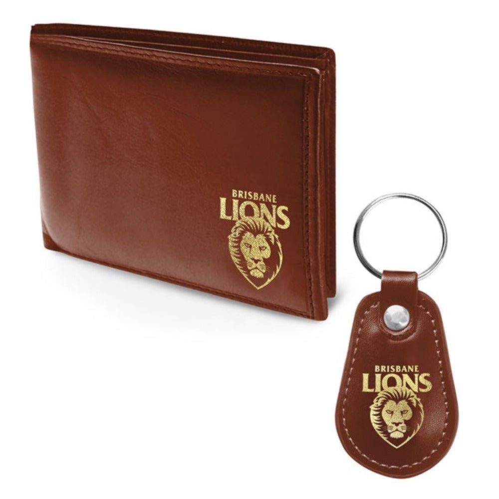 Brisbane Lions PU Leather Wallet & Keyring Set