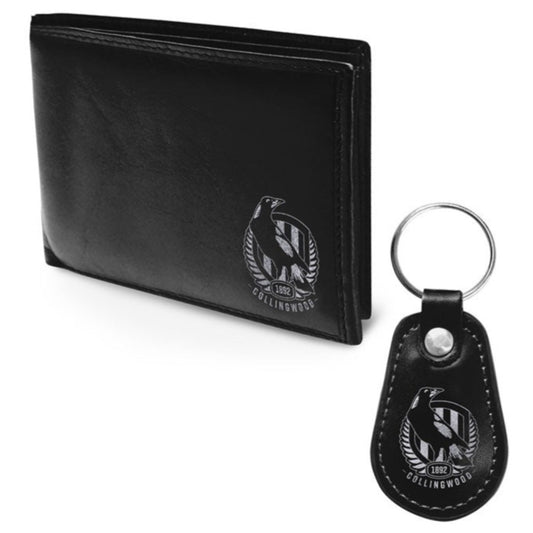 Collingwood Magpies PU Leather Wallet & Keyring Set