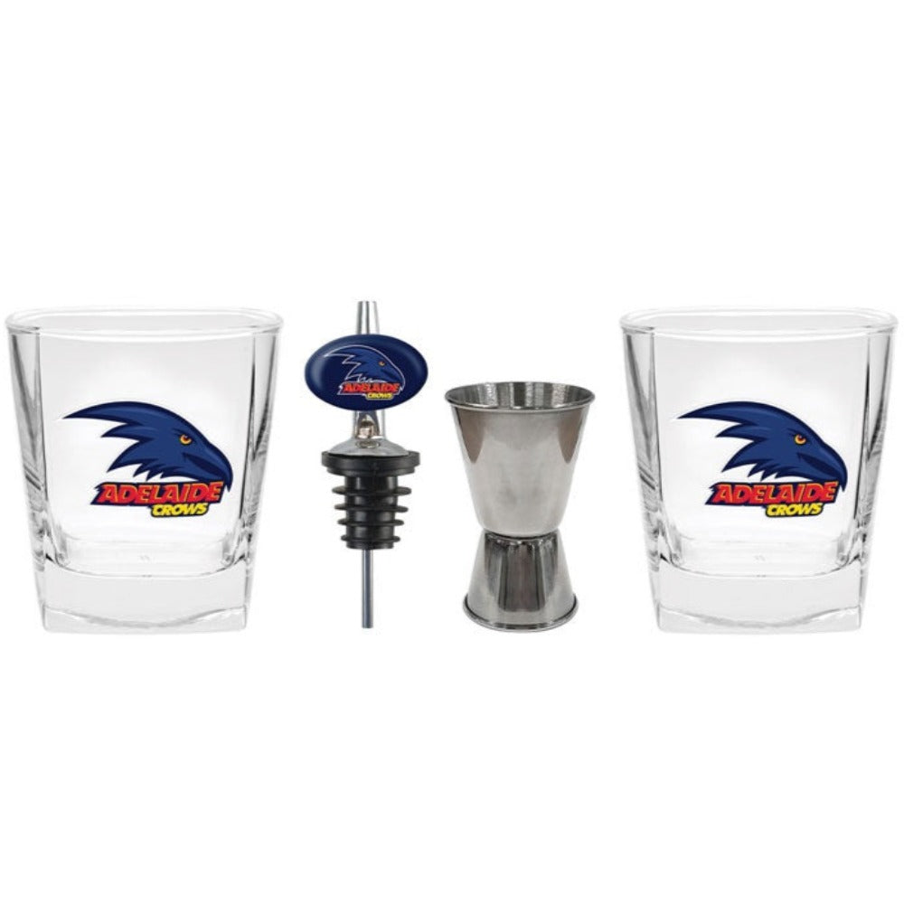 Adelaide Crows S/2 Glass Jigger & Pourer
