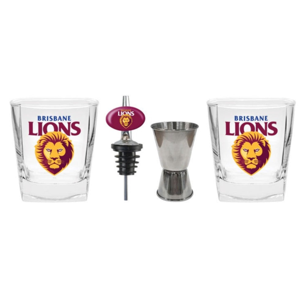 Brisbane Lions S/2 Glass Jigger & Pourer