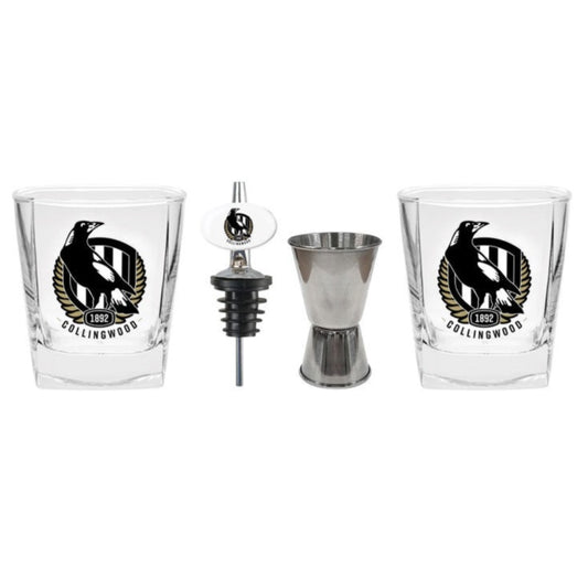 Collingwood Magpies S/2 Glass Jigger & Pourer