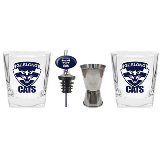 Geelong Cats S/2 Glass Jigger & Pourer