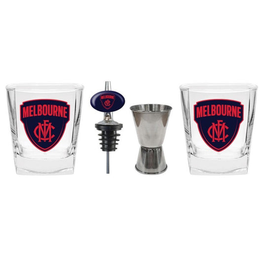 Melbourne Demons  S/2 Glass Jigger & Pourer