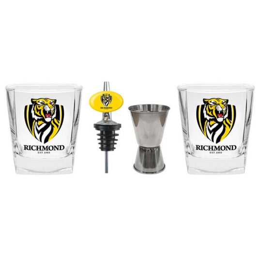 Richmond Tigers S/2 Glass Jigger & Pourer