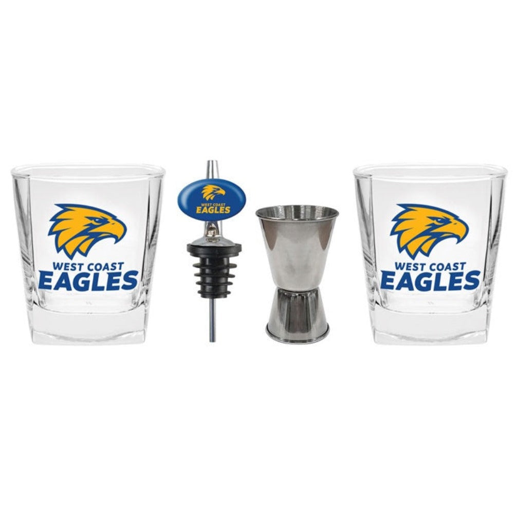 West Coast Eagles S/2 Glass Jigger & Pourer