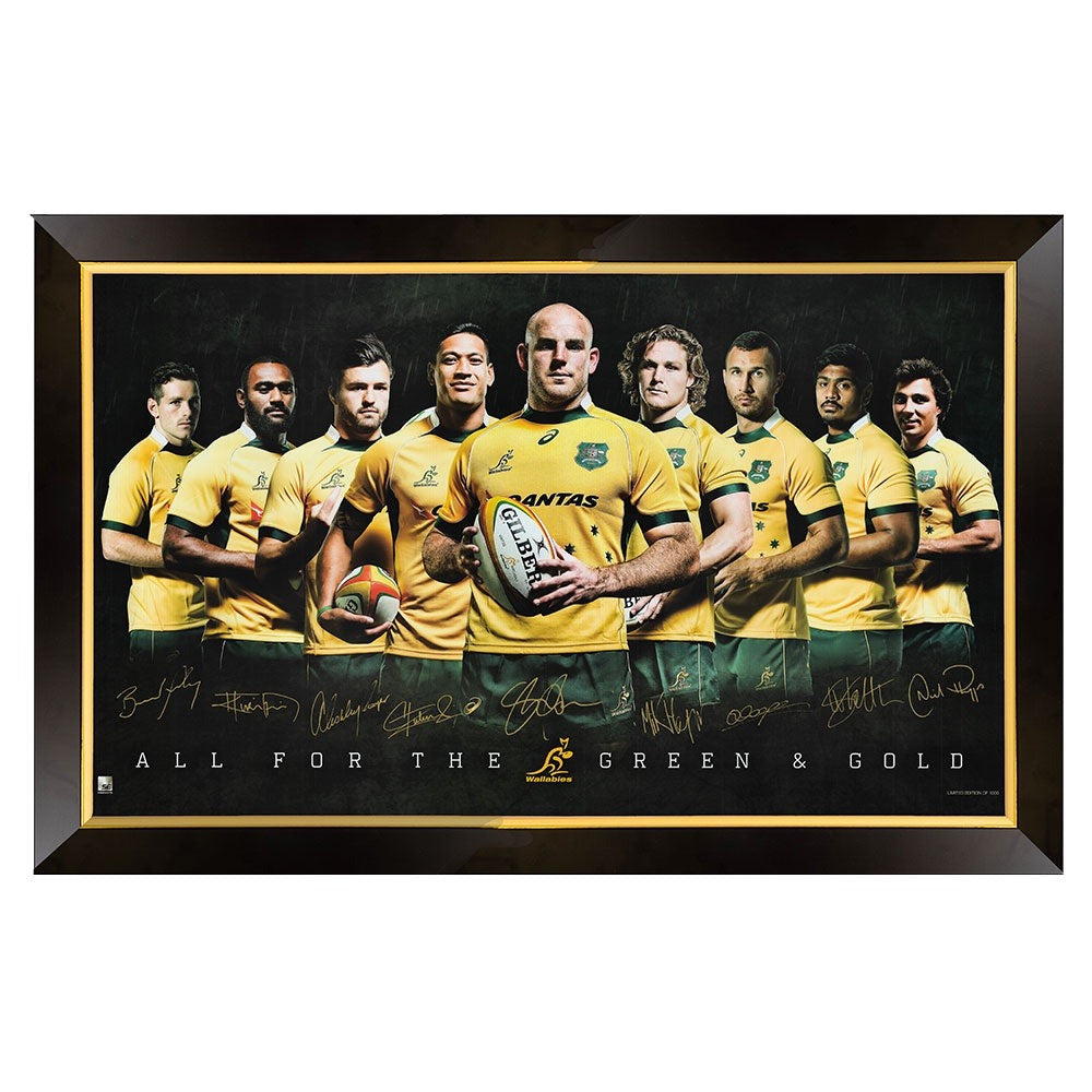 Australian Wallabies "All For The Green And Gold" Print Framed